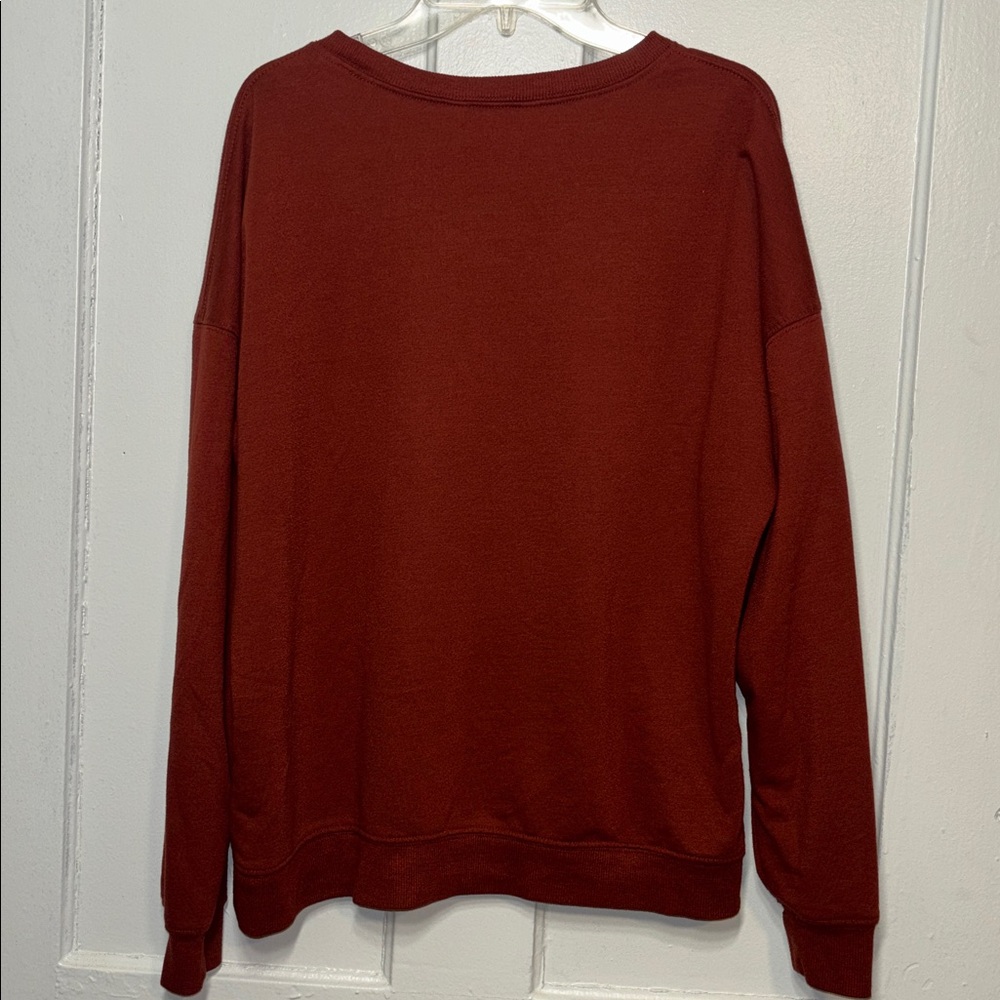 Nine West Burgundy Crewneck Sweatshirt with 'hello weekend' Text - Picture 3 of 4